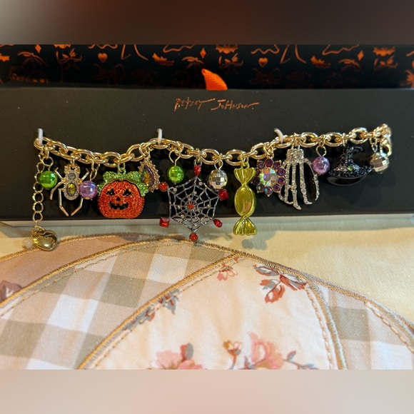 Betsey Johnson Jewelry - NEW Betsey Johnson Halloween  CHARM BRACELET (Spider, Pumpkin, Spiderweb, Candy)